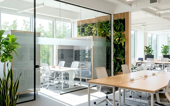 Glass drywall and gypsum partitions